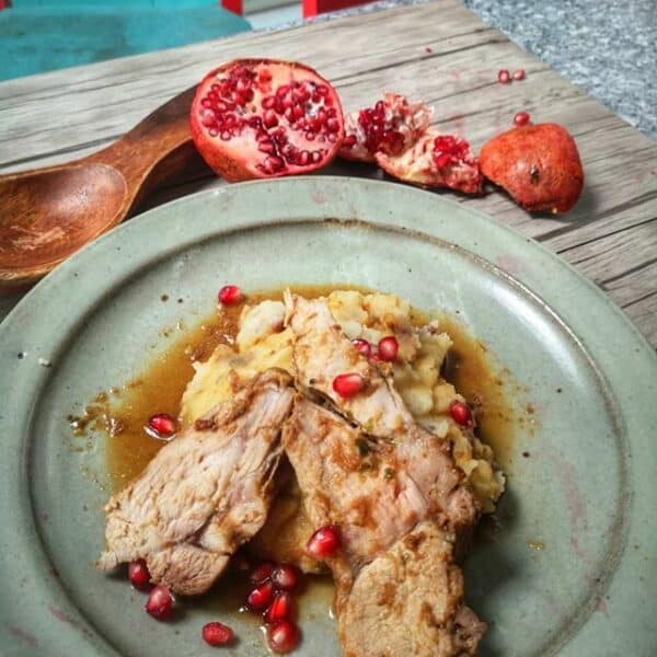 Cerdo marinado con miel y mostaza