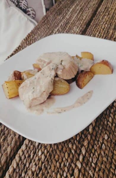 pulpa con salsa de nuez